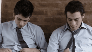 Twin gay boys give each other blowjobs