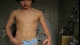 Blue undies hot twink guy shows dick